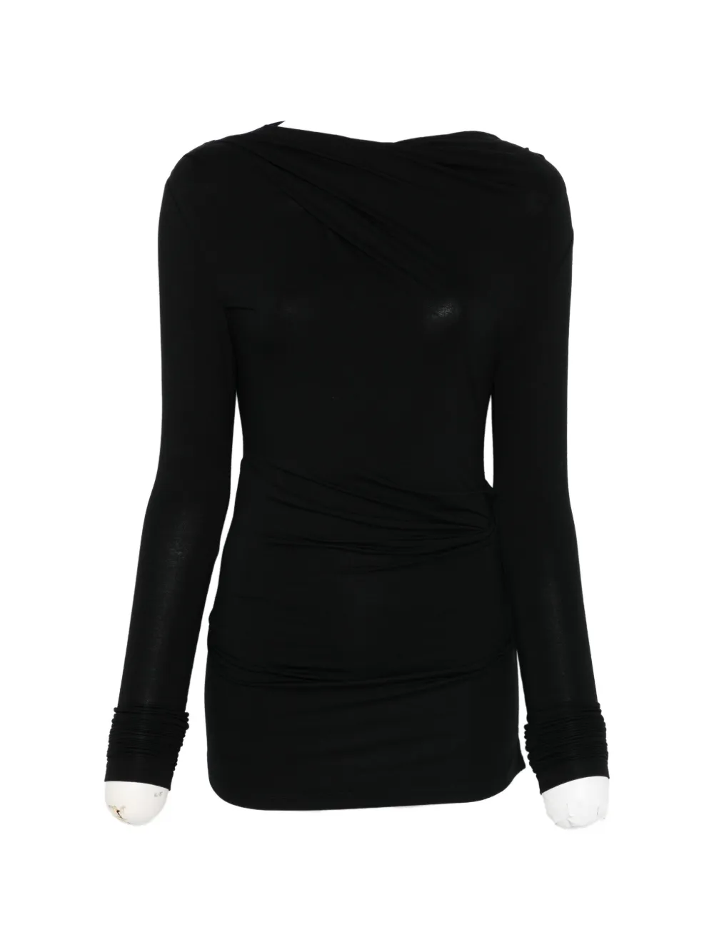 Entire Studios Draped Long-sleeve Top In Black