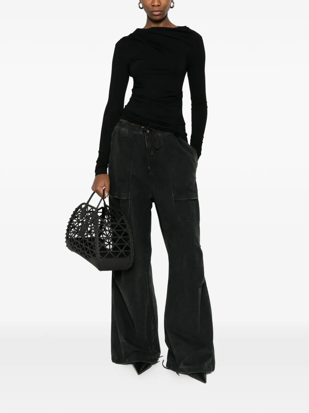  Entire Studios Draped Long-sleeve Top - Black 