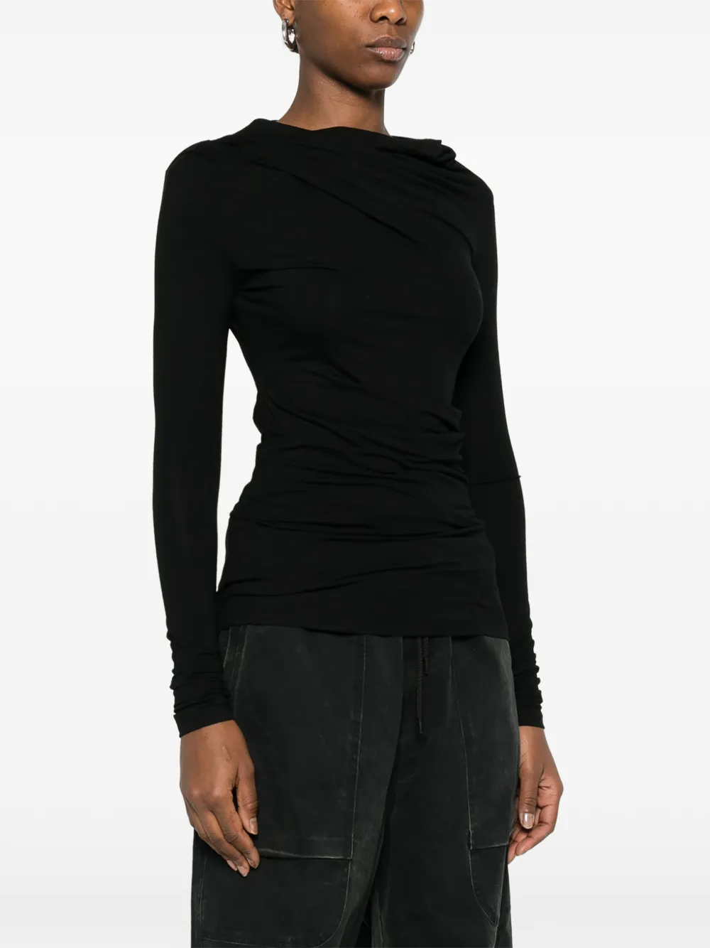  Entire Studios Draped Long-sleeve Top - Black 