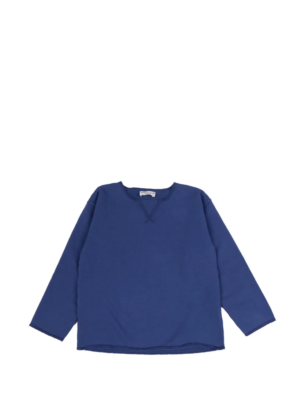 BABE & TESS Cesare raw-edge long-sleeve cotton T-shirt - Blu