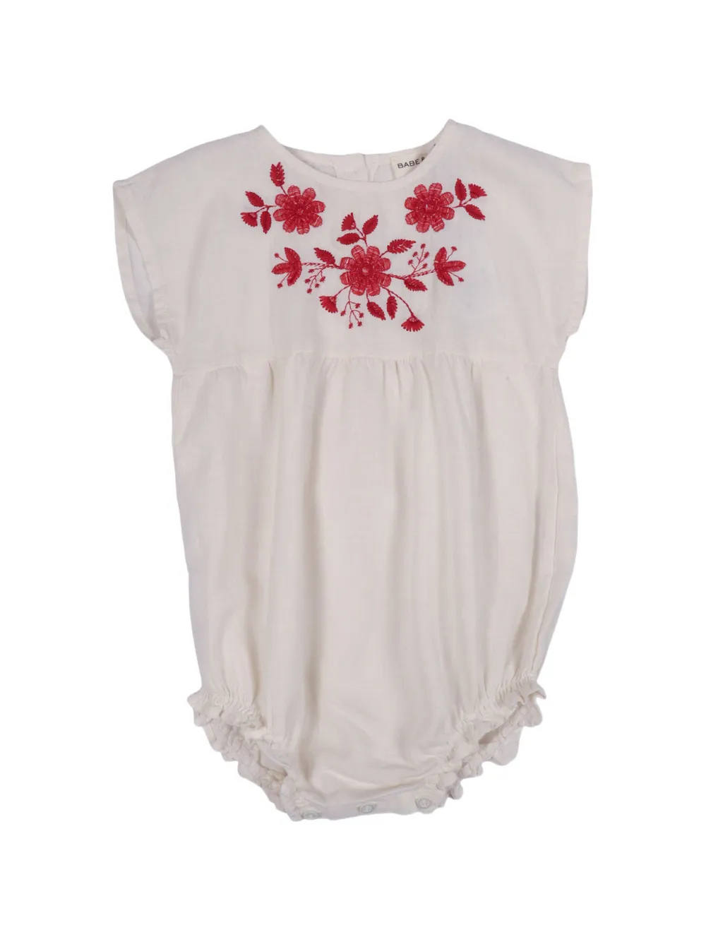 BABE & TESS floral-embroidered linen bodie - Bianco