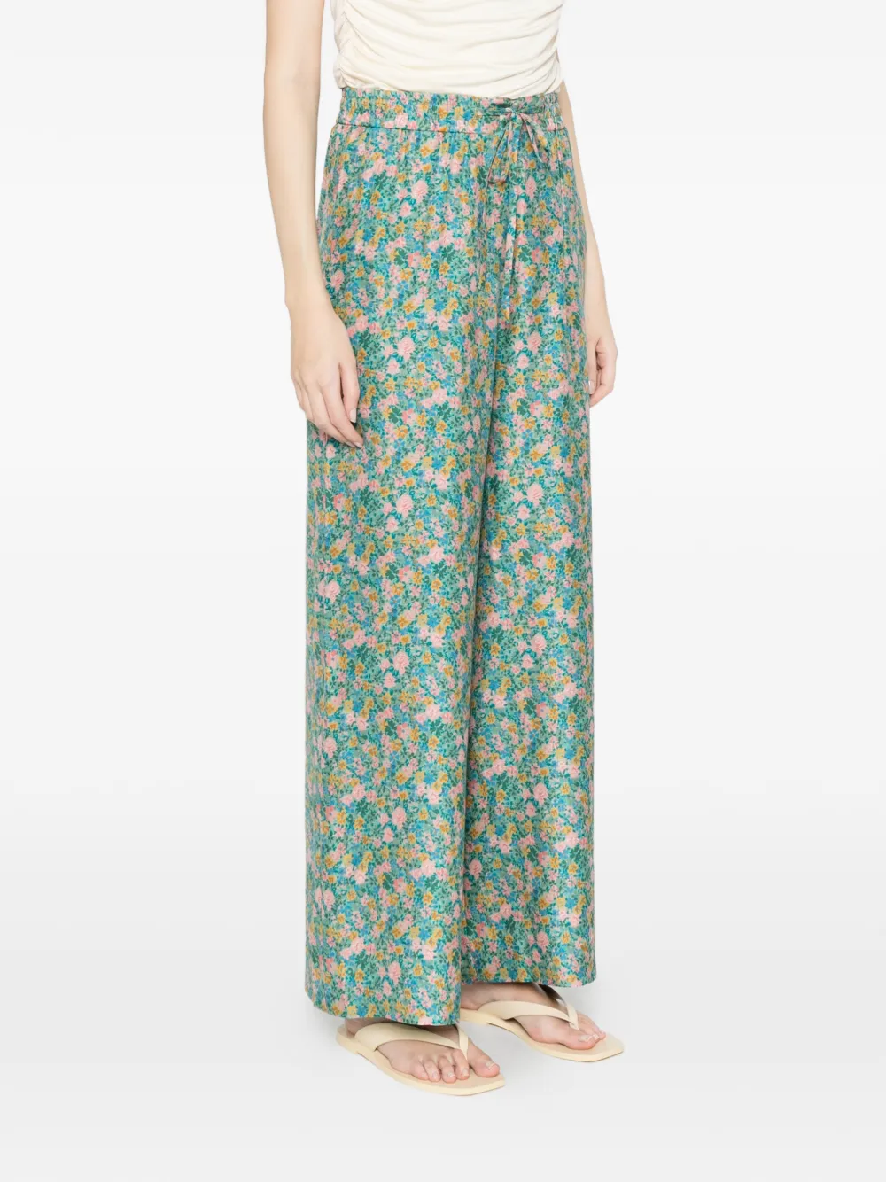  Pierre-louis Mascia Pantalones Palazzo Con Estampado Floral - Verde 