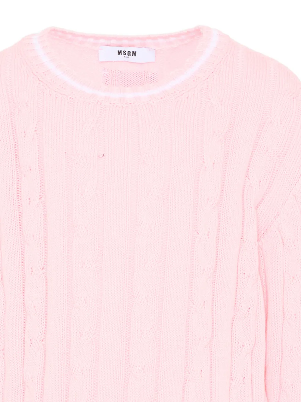  Msgm Kids Pull En Maille Torsadée - Rose 