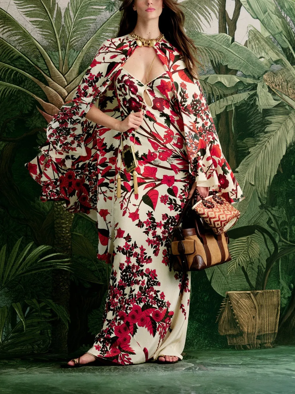 Dream Orchard Floral-Pattern Cape