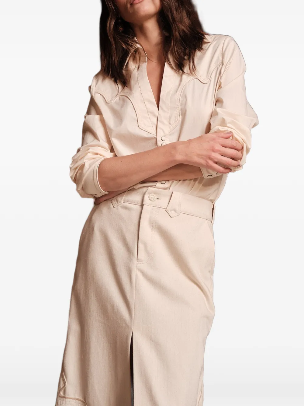 Johanna Ortiz Hacia Puerto blouse met V-hals Beige