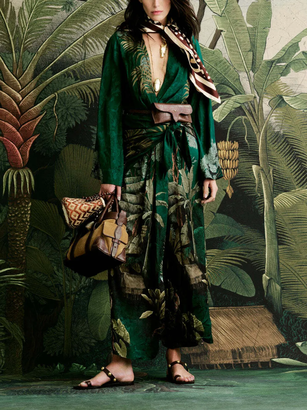 Johanna Ortiz New Ollantay midi-jurk met bloemen jacquard Groen