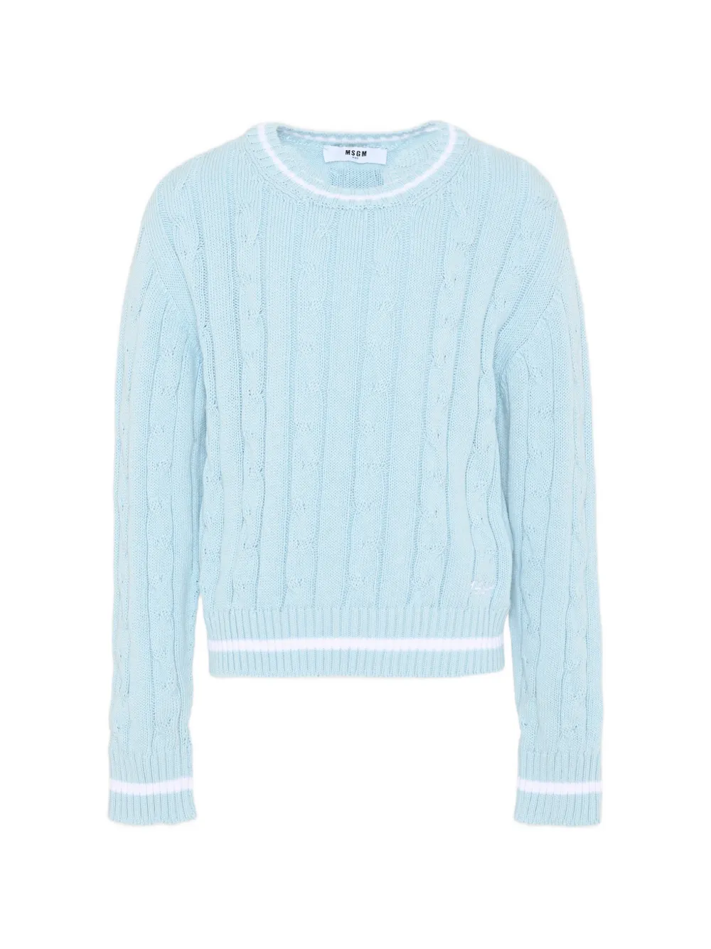 MSGM Kids cable-knit crew-neck sweater - Blu