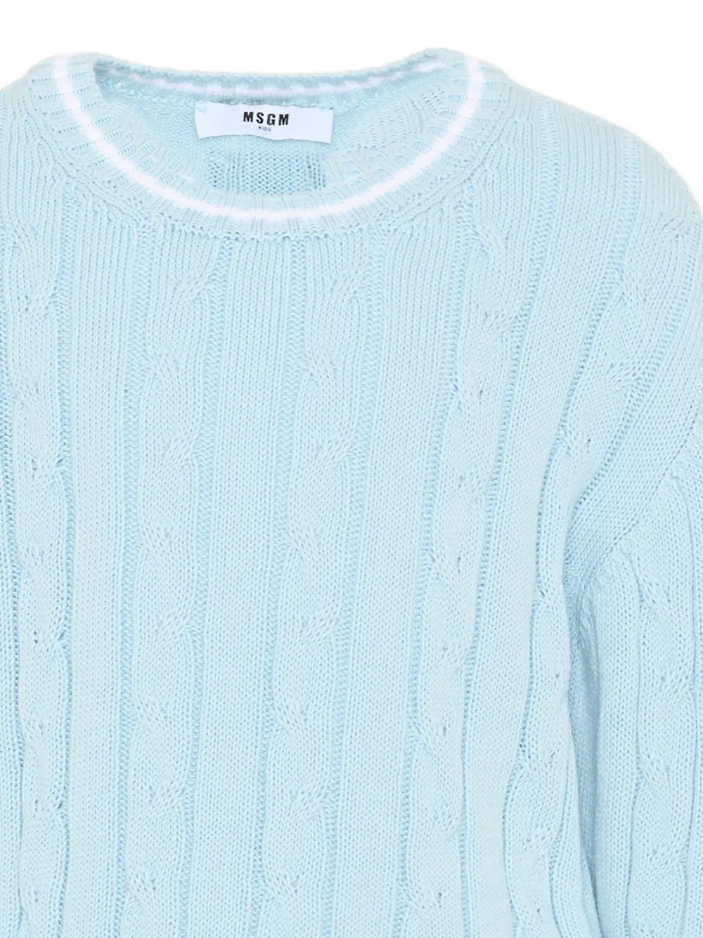MSGM Kids Kabelgebreide trui Blauw