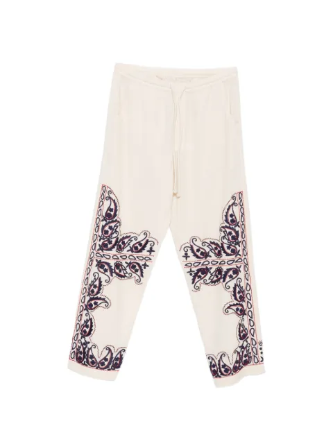 Baziszt paisley-embroidered drawstring trousers