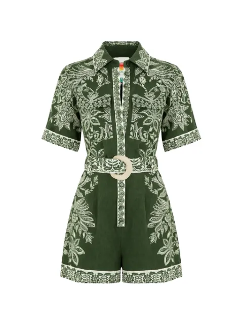 FARM Rio floral-print belted playsuit