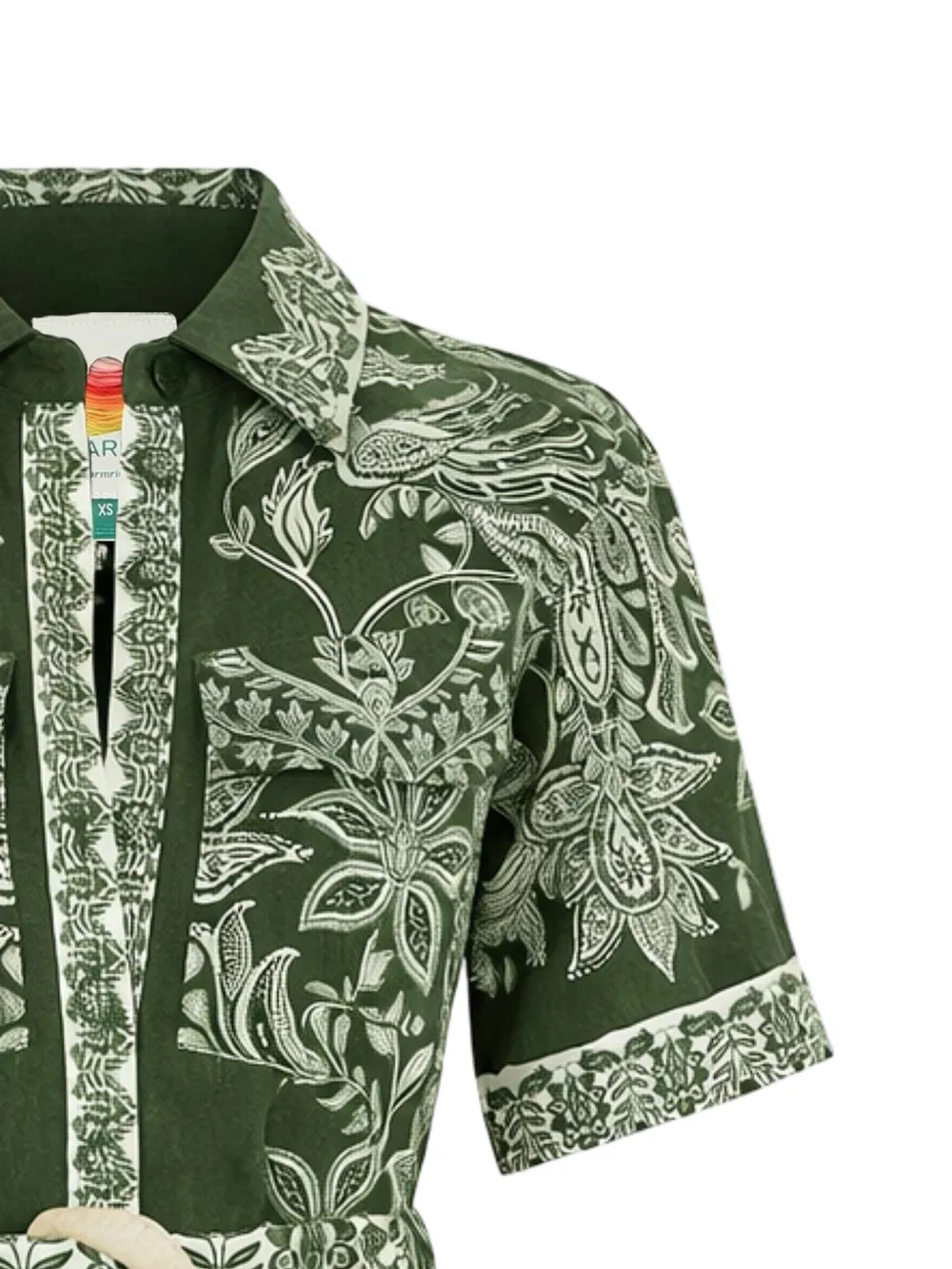 FARM Rio Playsuit met bloemenprint en ceintuur Groen