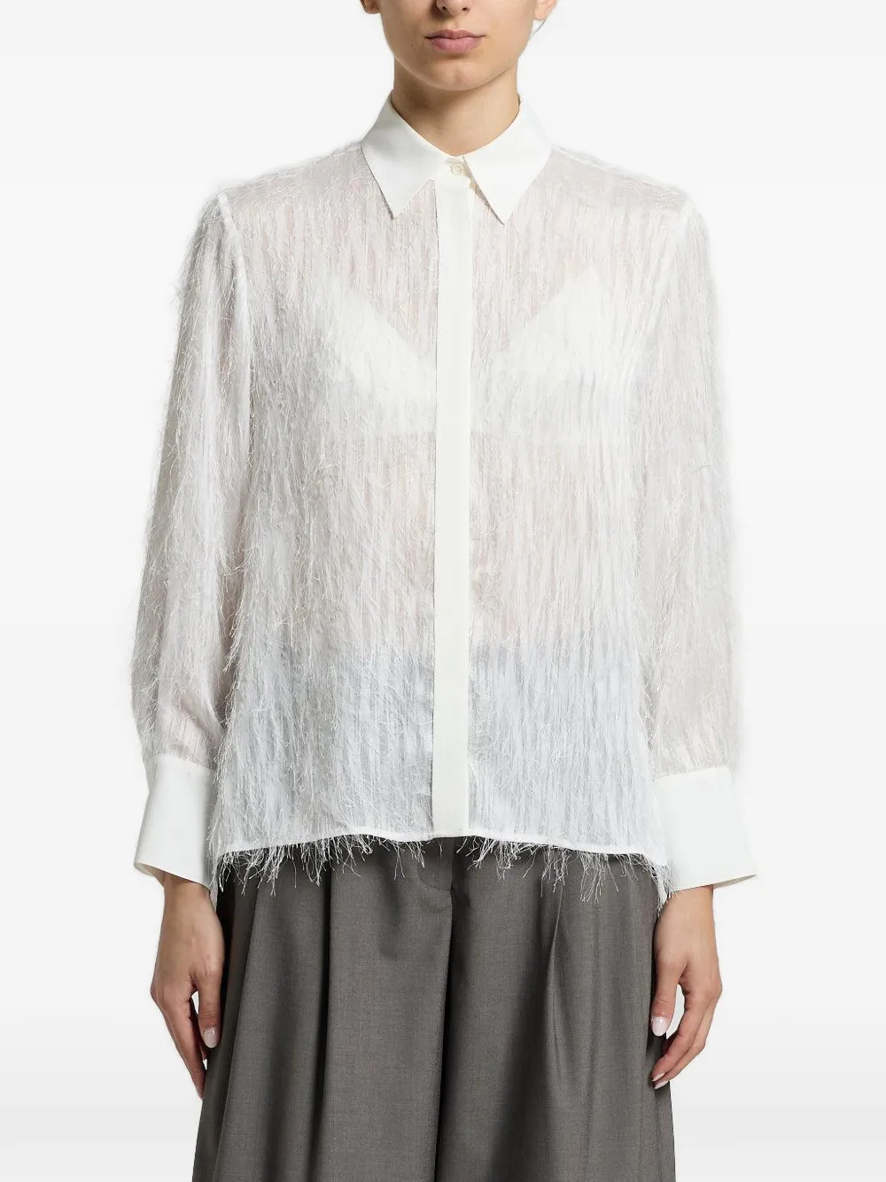 Peserico Blouse verfraaid met franje Wit