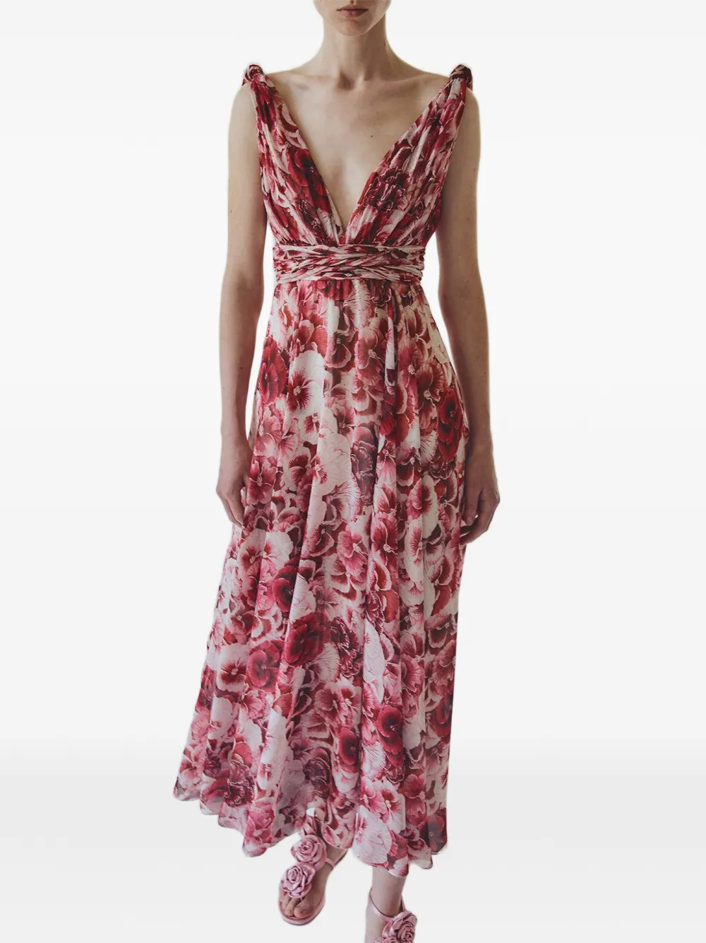 Giambattista Valli Mouwloze maxi-jurk Rood