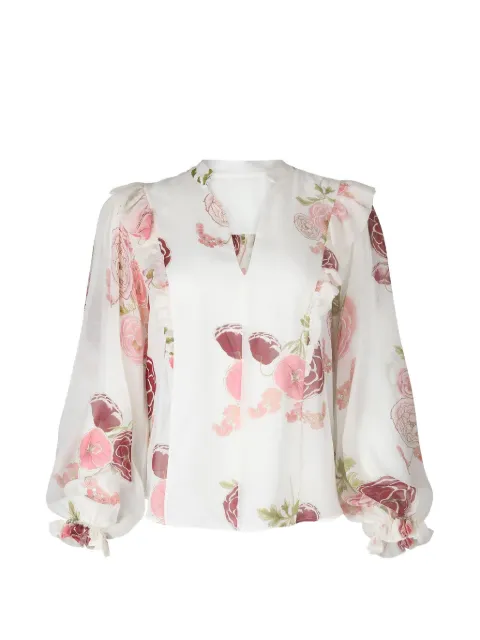 Giambattista Valli ruffled-detail floral-print blouse