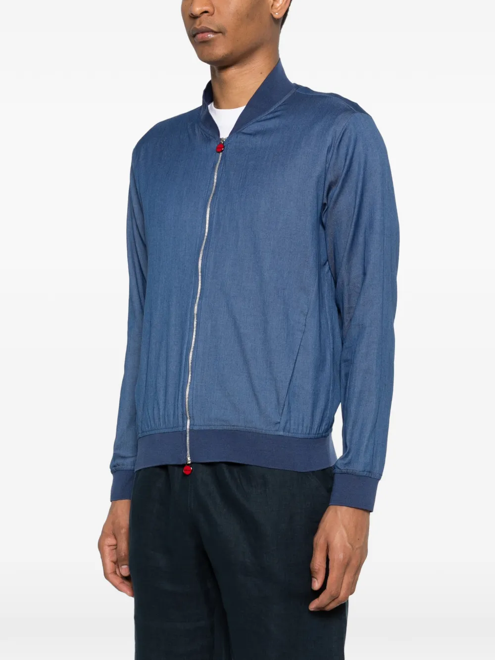  Kiton Zip Bomber Jacket - Blue 