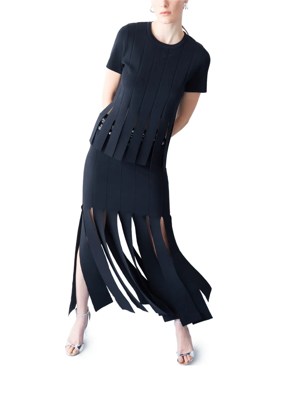 LIU JO High waist rok met franje Zwart