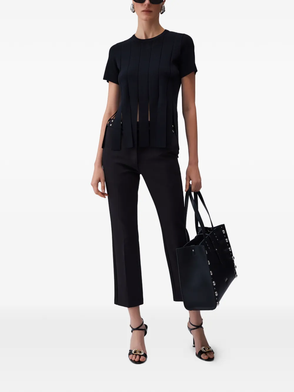 Fringed Short-Sleeve Sweater