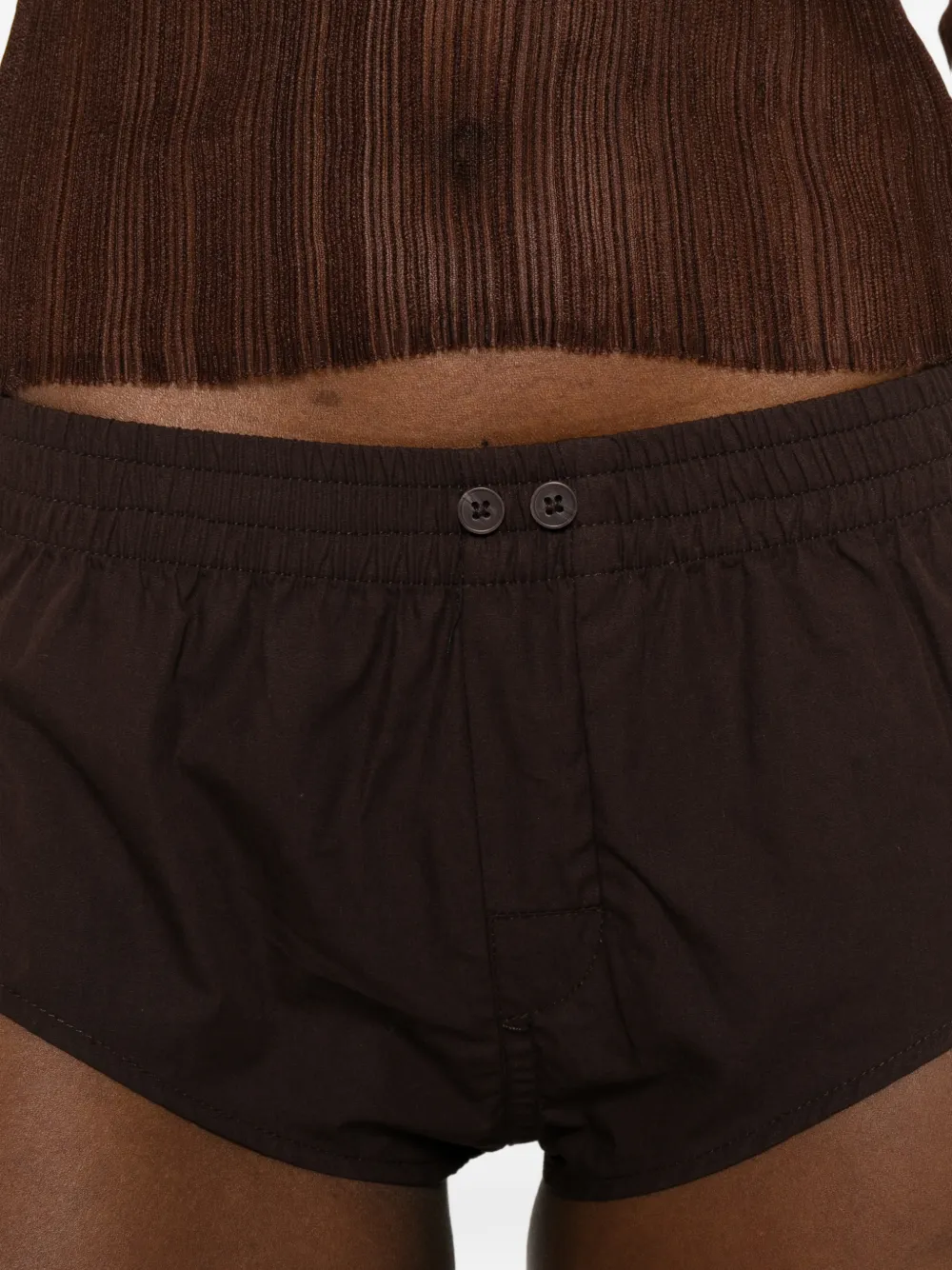 ENTIRE STUDIOS Pixie mini-shorts met knopen Bruin