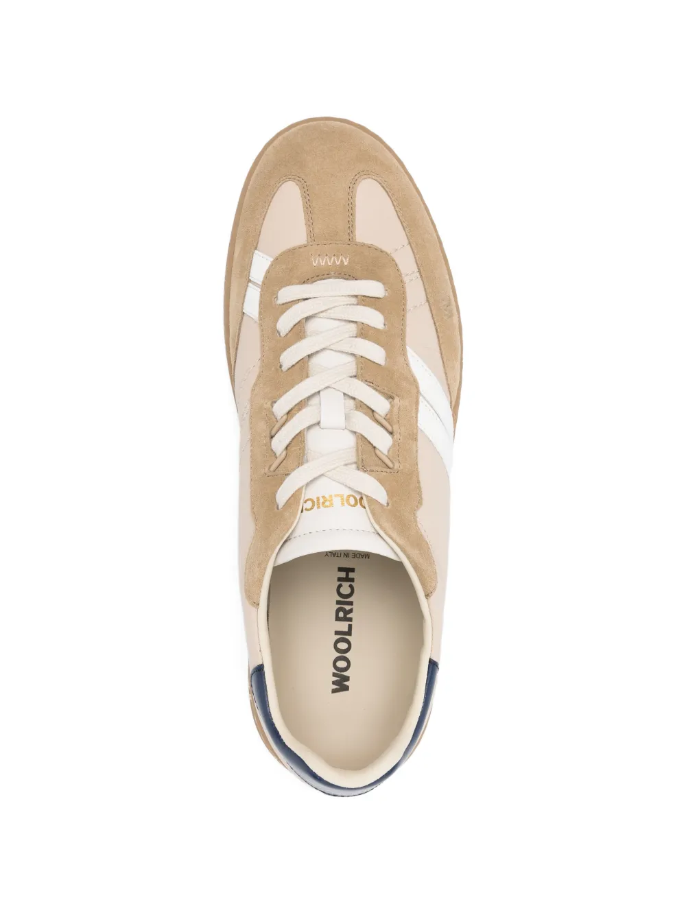 Woolrich Double Tennis sneakers met vlakken en streep Beige