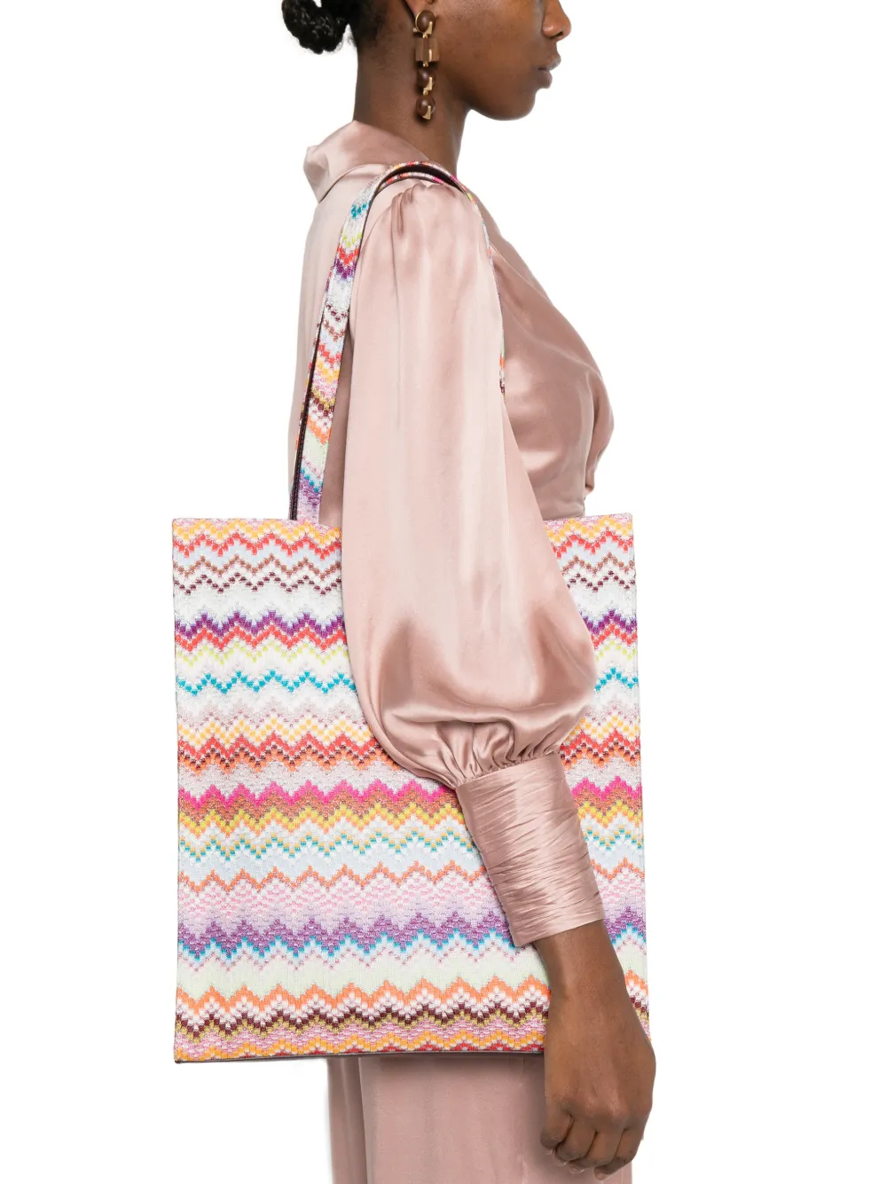 Missoni Schoudertas met zigzag-patroon Roze