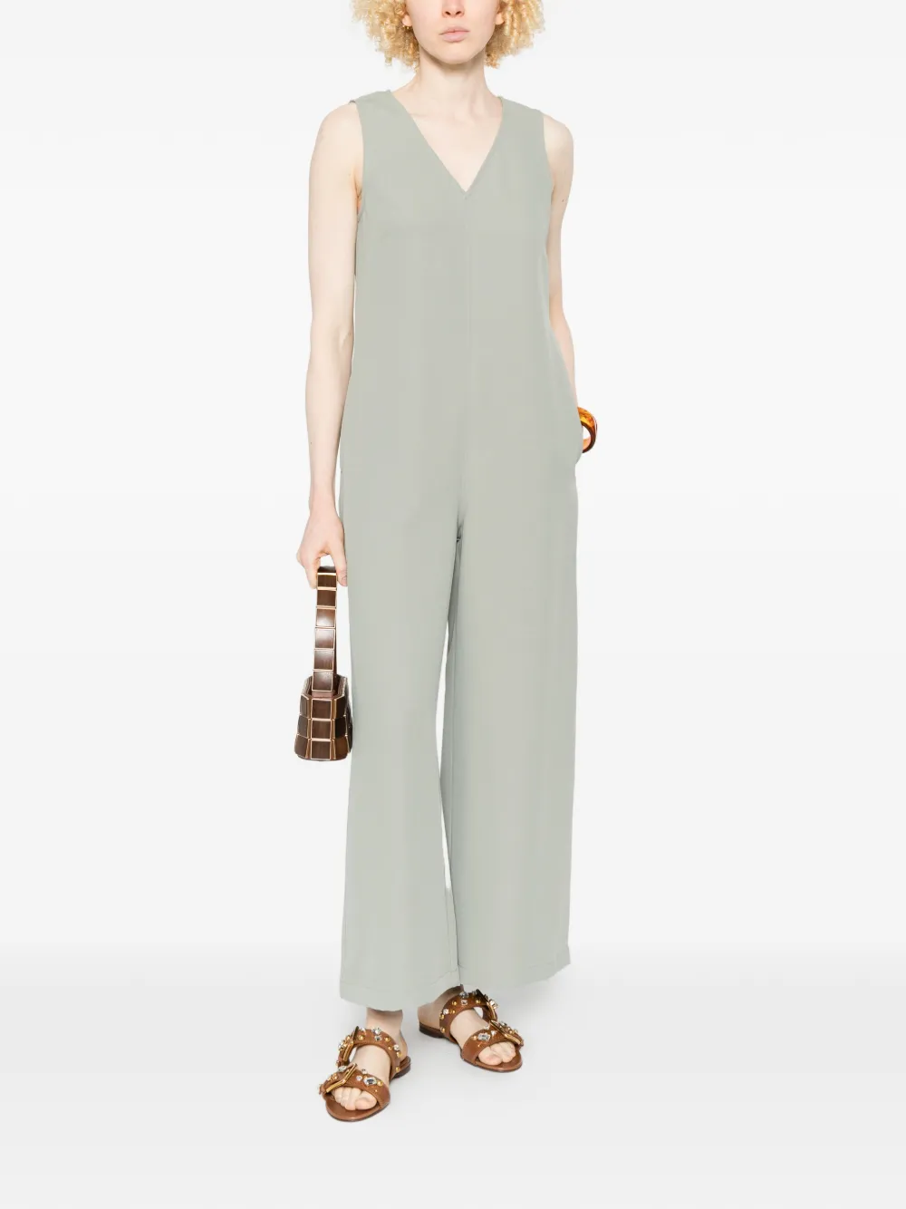  Calvin Klein V-neck Jumpsuit - Green 