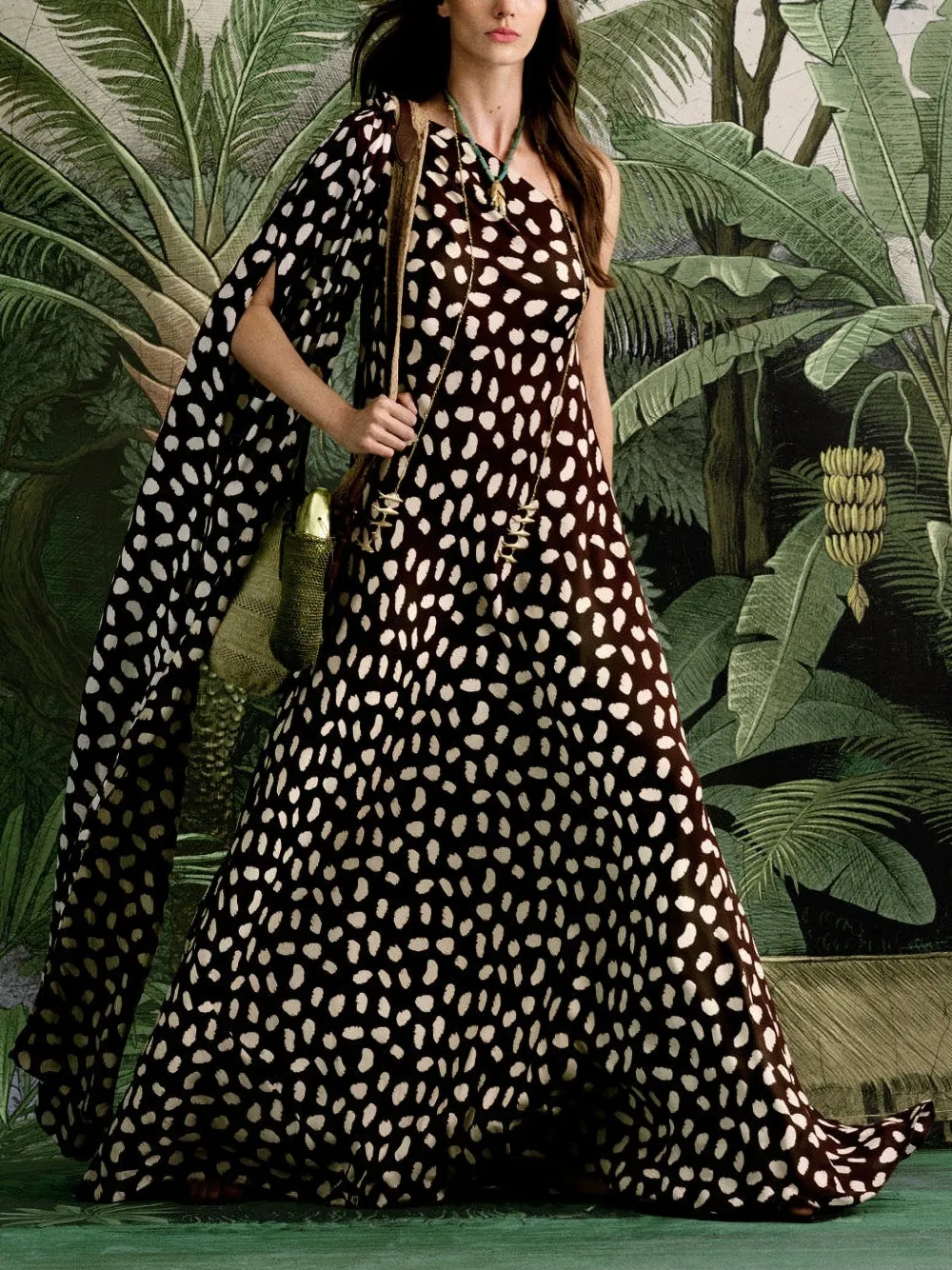 Johanna Ortiz Elegant Freedom maxi-jurk met print Bruin