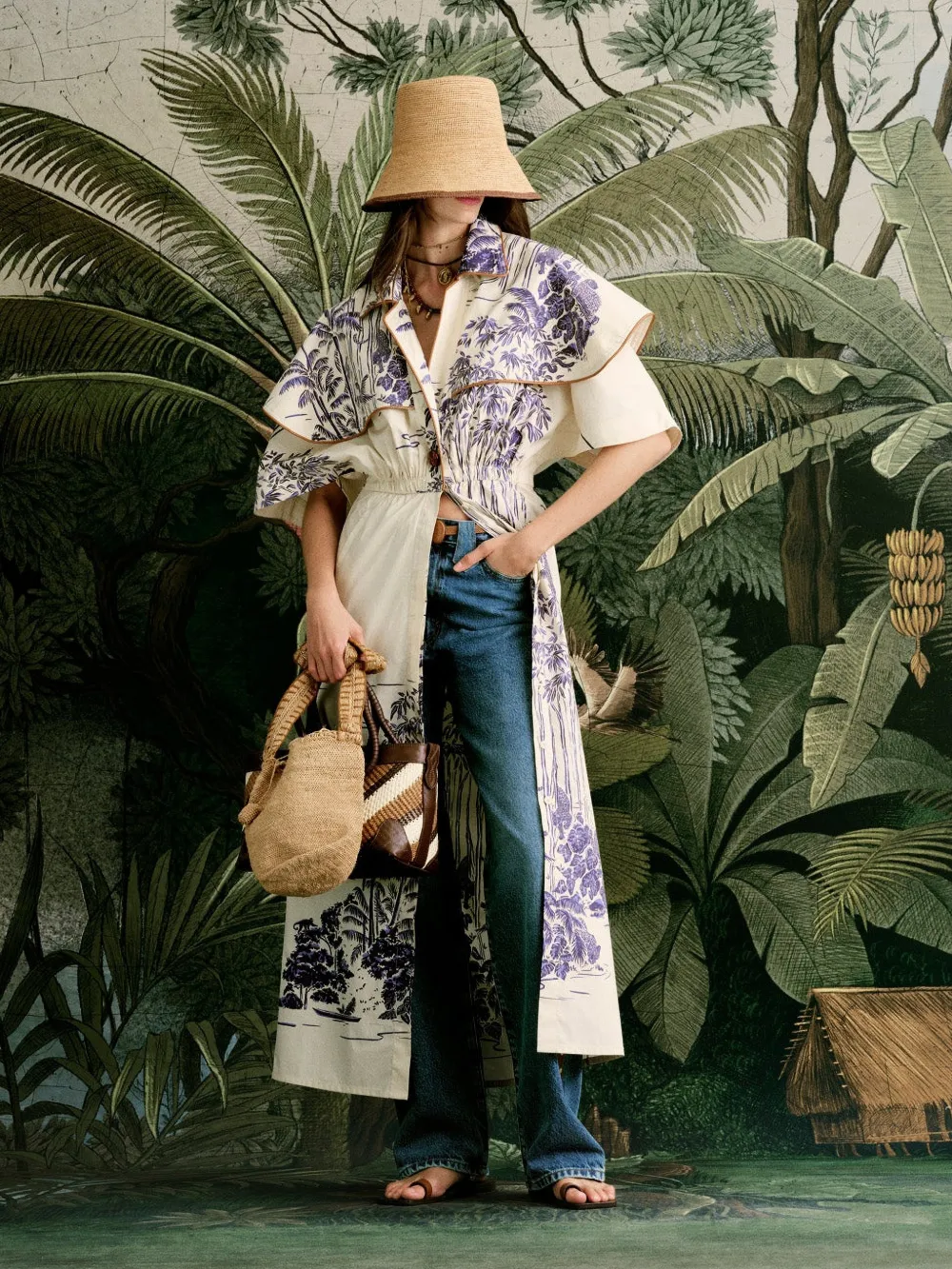 Johanna Ortiz Paper Flower trenchcoat met bloemenprint Beige