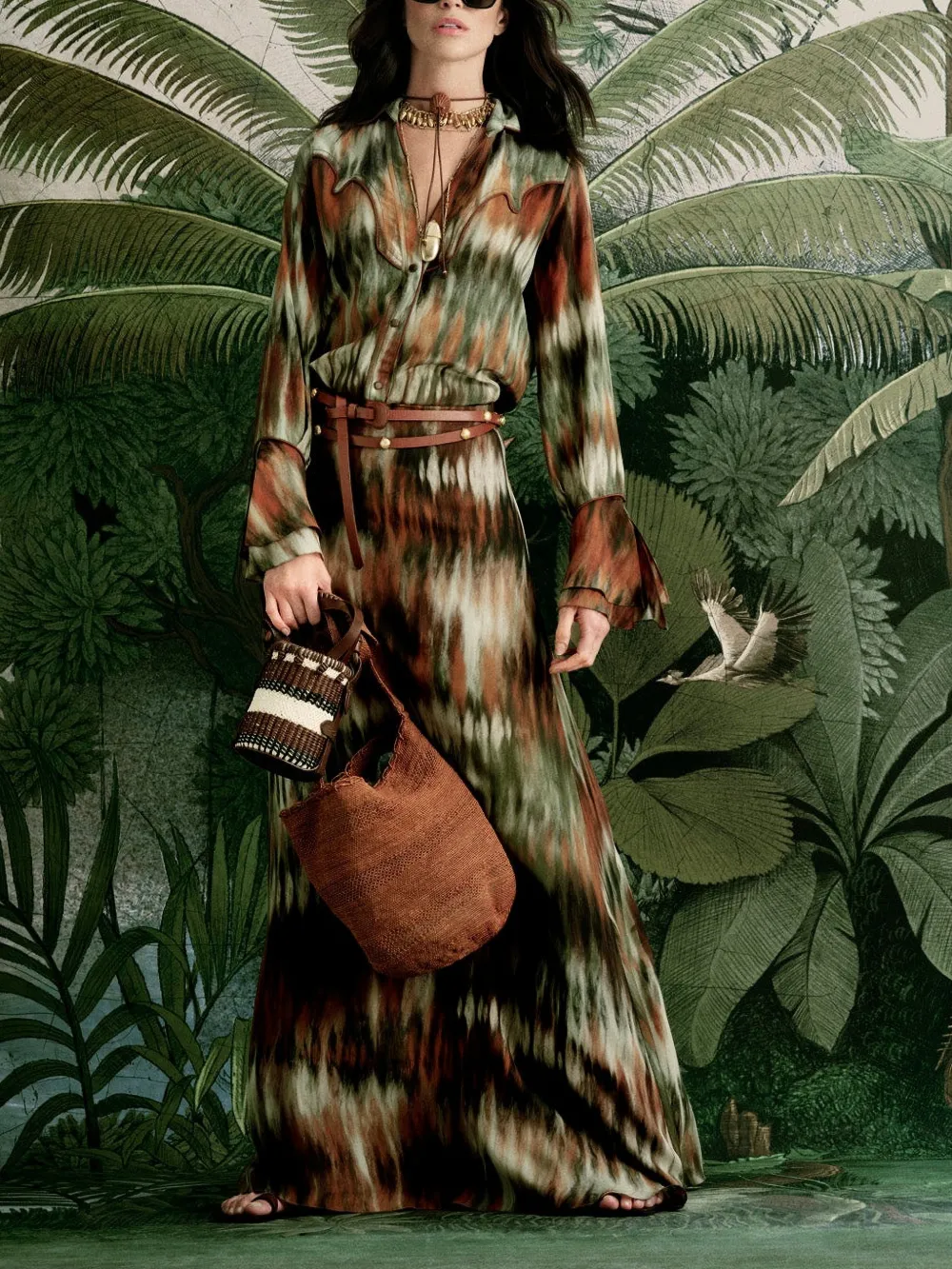 Johanna Ortiz New Intermingled Ideas midi-rok met print Bruin