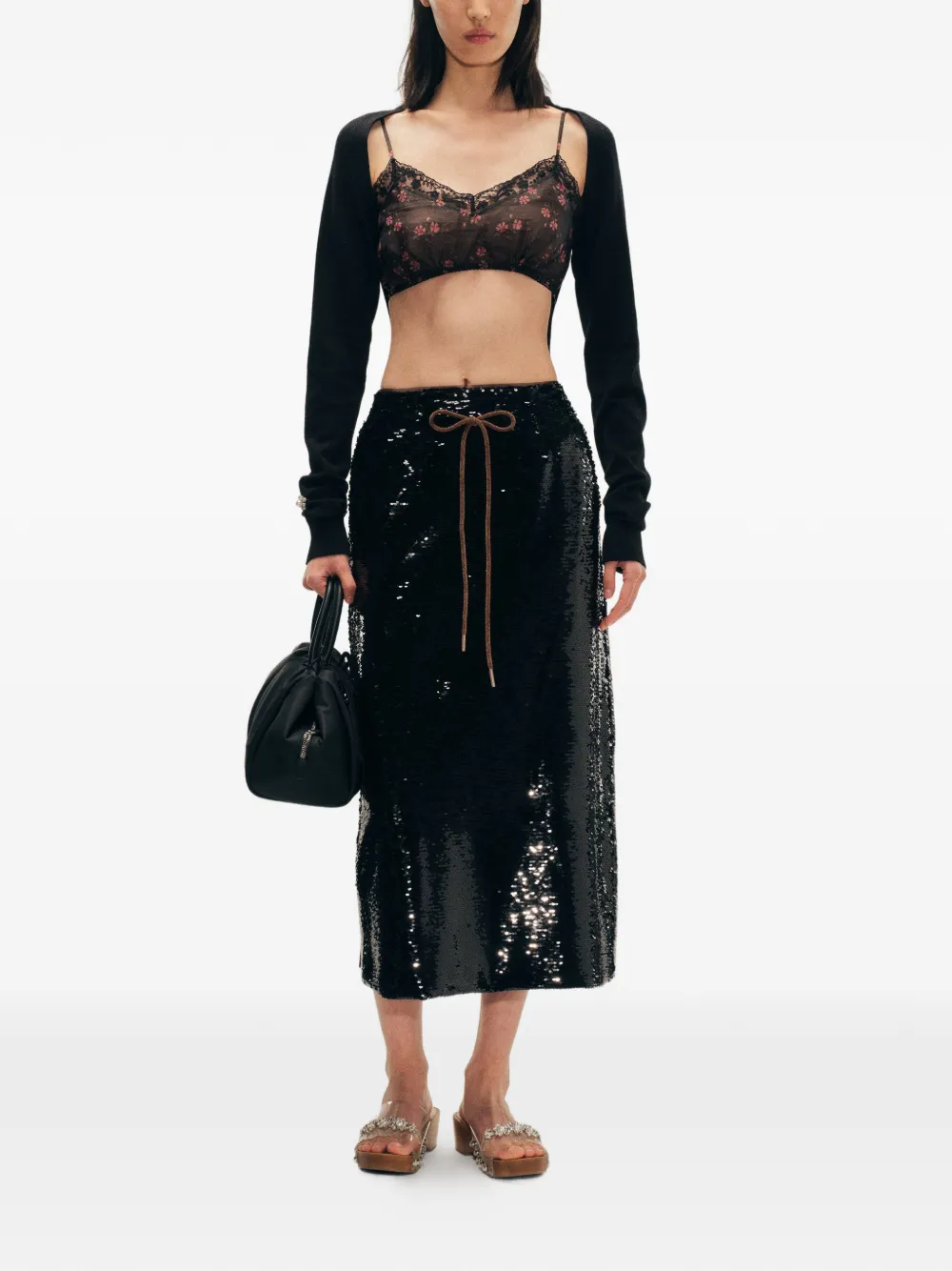  Simone Rocha Sequin Tie Midi Skirt - White 