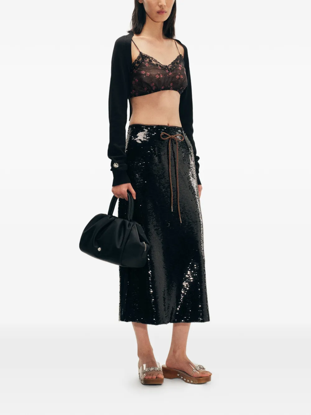  Simone Rocha Sequin Tie Midi Skirt - White 