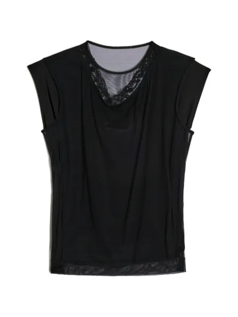 Simone Rocha Layered Liquid Cap Sleeve Lace Trim cotton T-Shirt