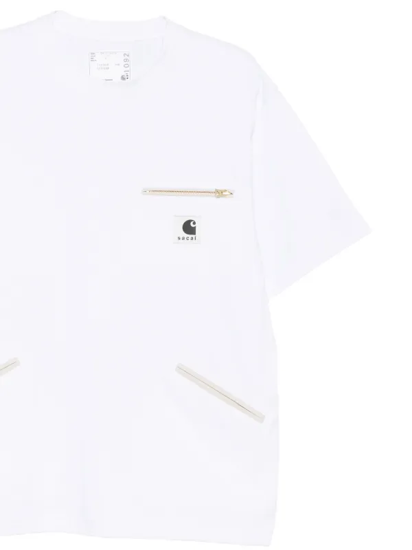 Carhartt WIP x Sacai zip-pocket logo-patch T-shirt | White