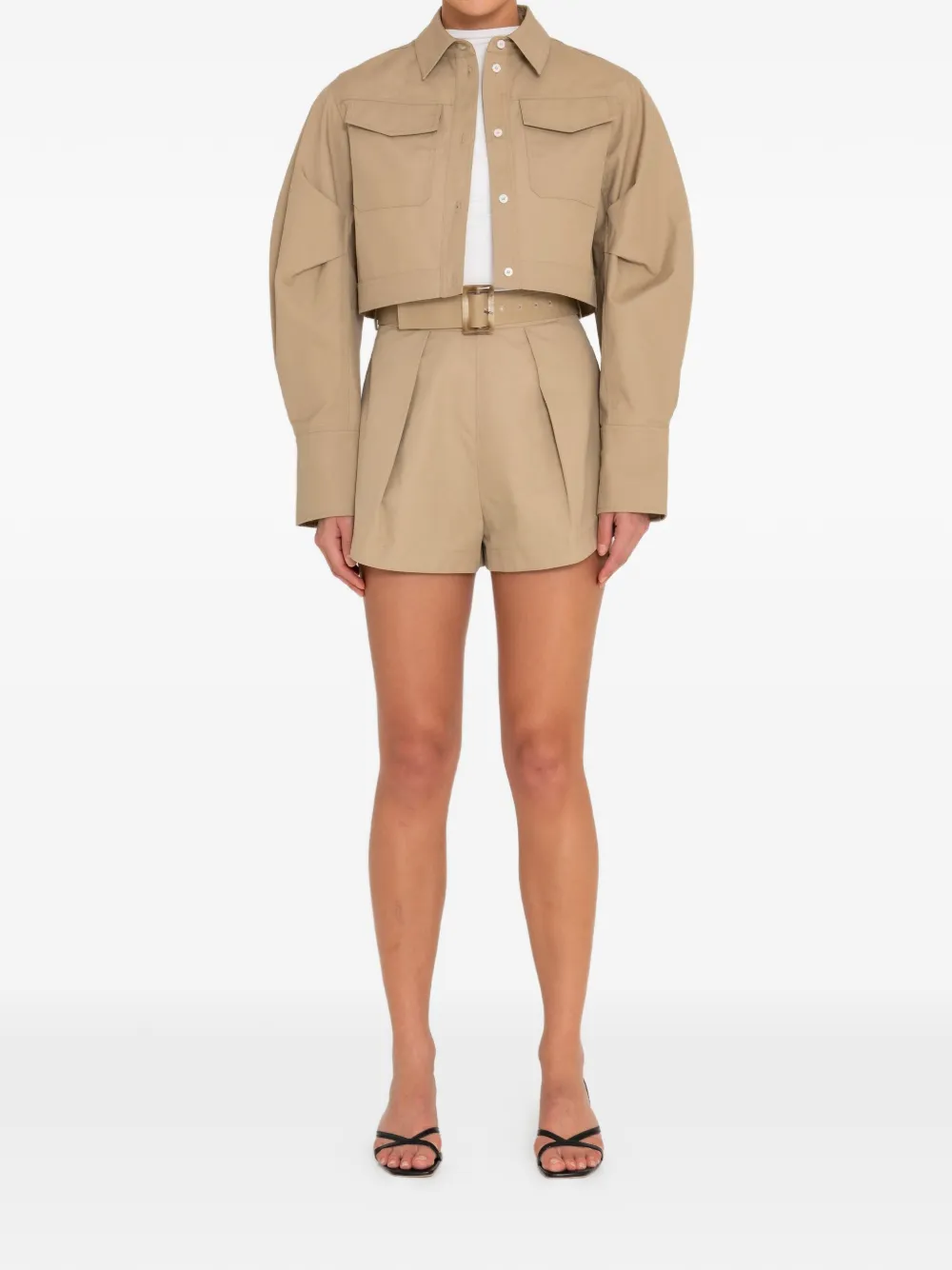  Sans Faff Belted Shorts - Neutrals 
