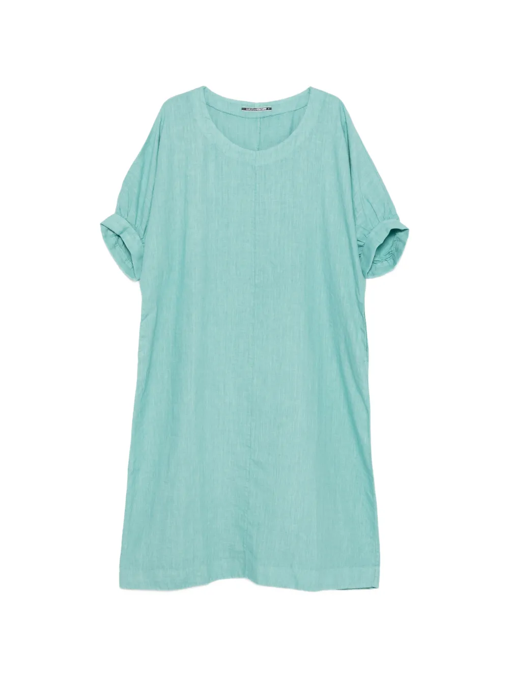 european culture cuffed short-sleeve dress - Blu