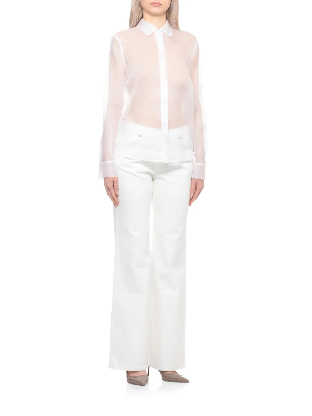  P.a.r.o.s.h. Collared Long-sleeve Shirt - White 
