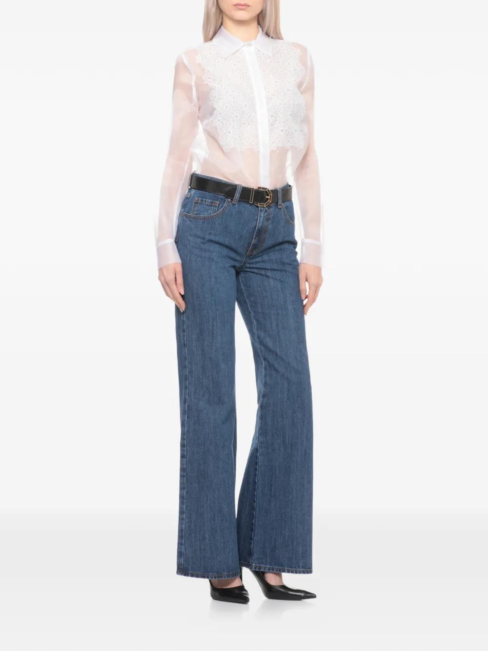  P.a.r.o.s.h. Floral Lace Shirt - White 