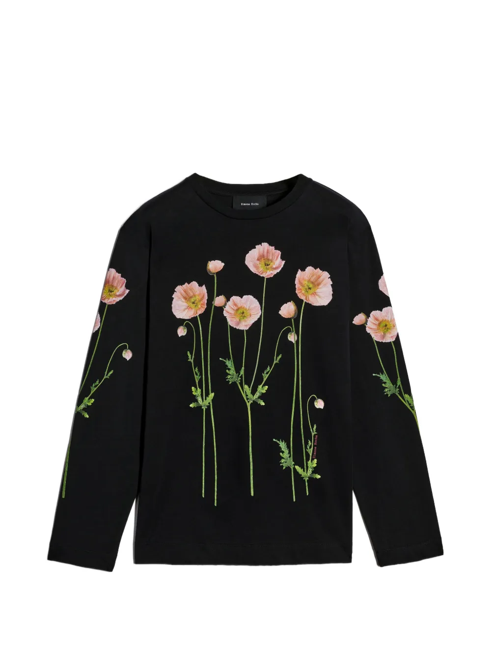 Simone Rocha Poppy Field printed long-sleeve T-shirt - Nero