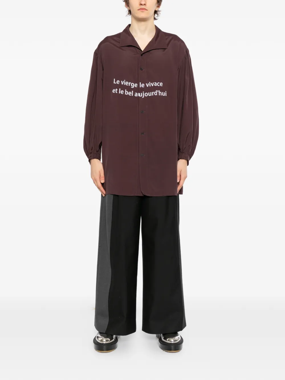 Yohji Yamamoto Overhemd met tekst Bruin