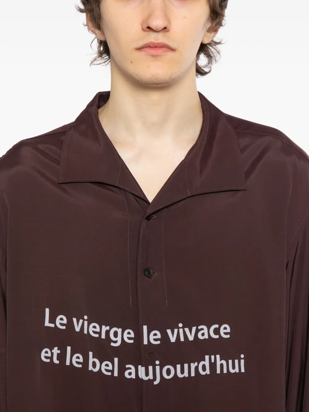 Yohji Yamamoto Overhemd met tekst Bruin
