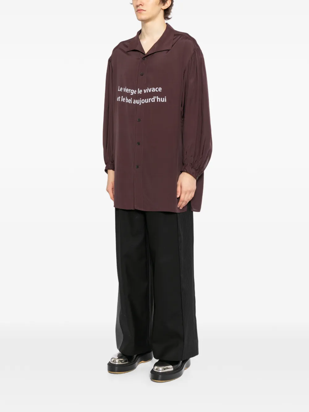 Yohji Yamamoto Overhemd met tekst Bruin