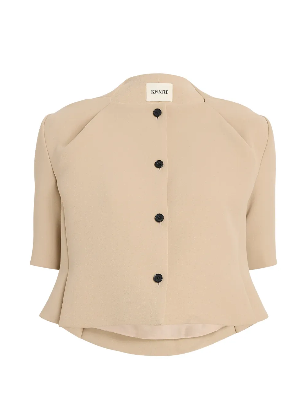 KHAITE Franc jack met korte mouwen en knoop Beige