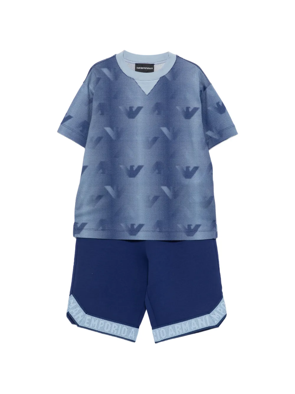 Emporio Armani Kids logo-print shorts set - Blu