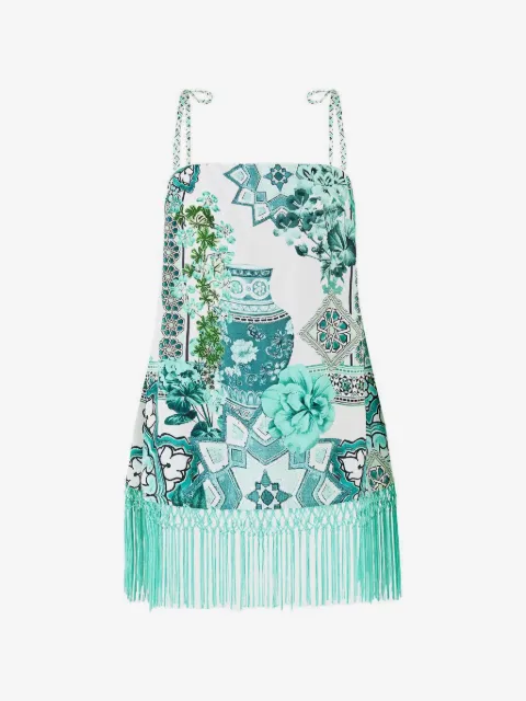 Camilla fringed-hem strappy top