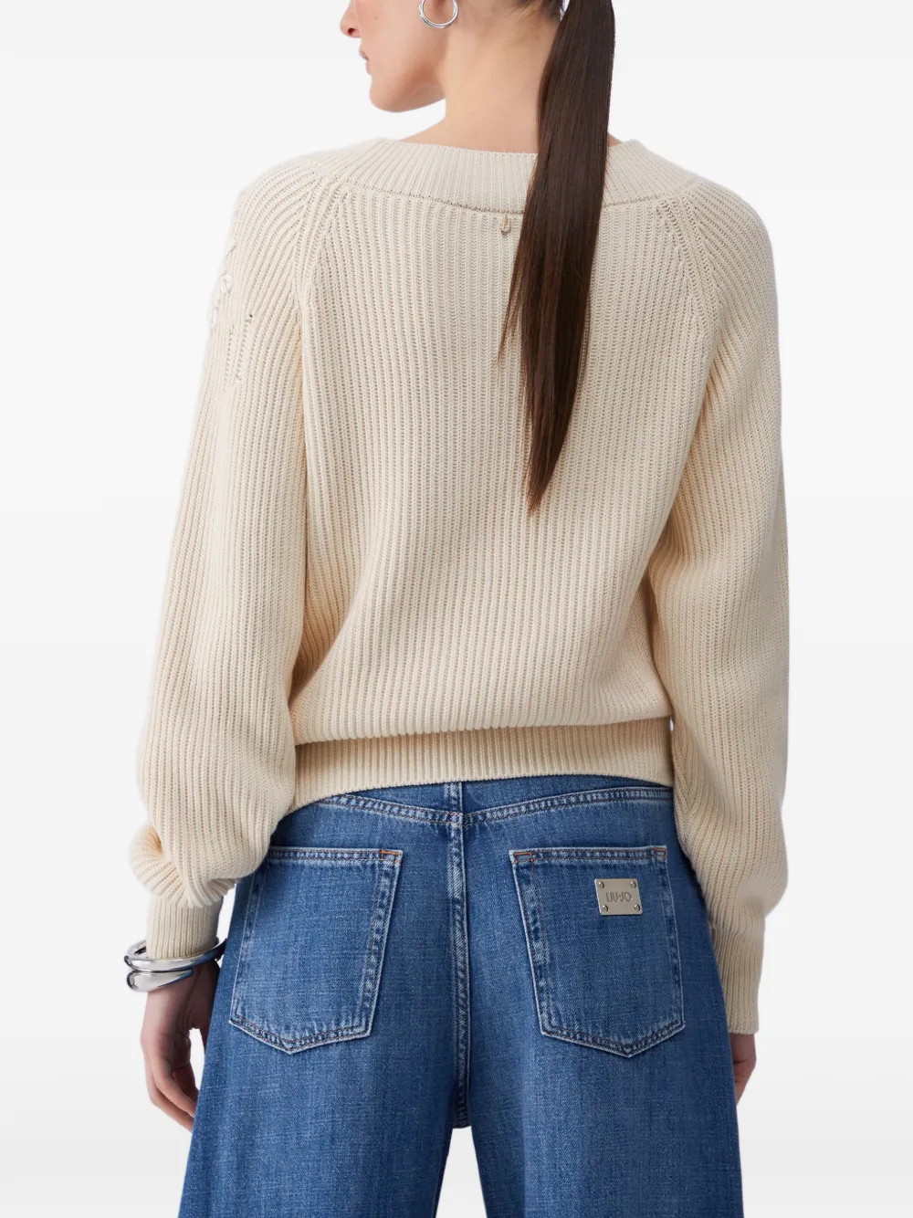  Liu Jo Raffia Embroidery Sweater - Neutrals 