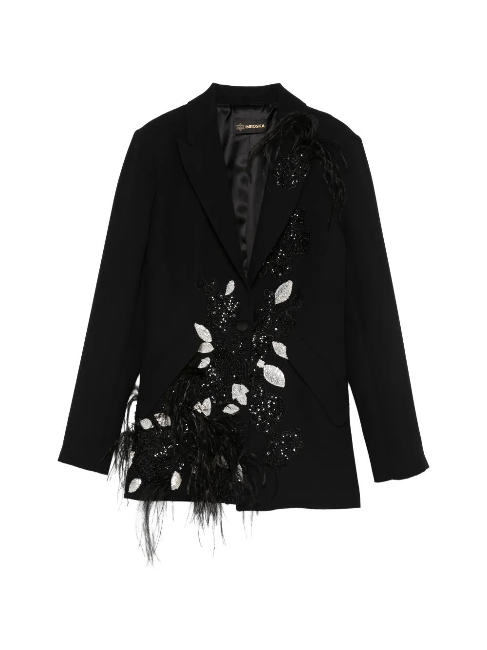IMROSKA feather-detail embellished blazer - Nero