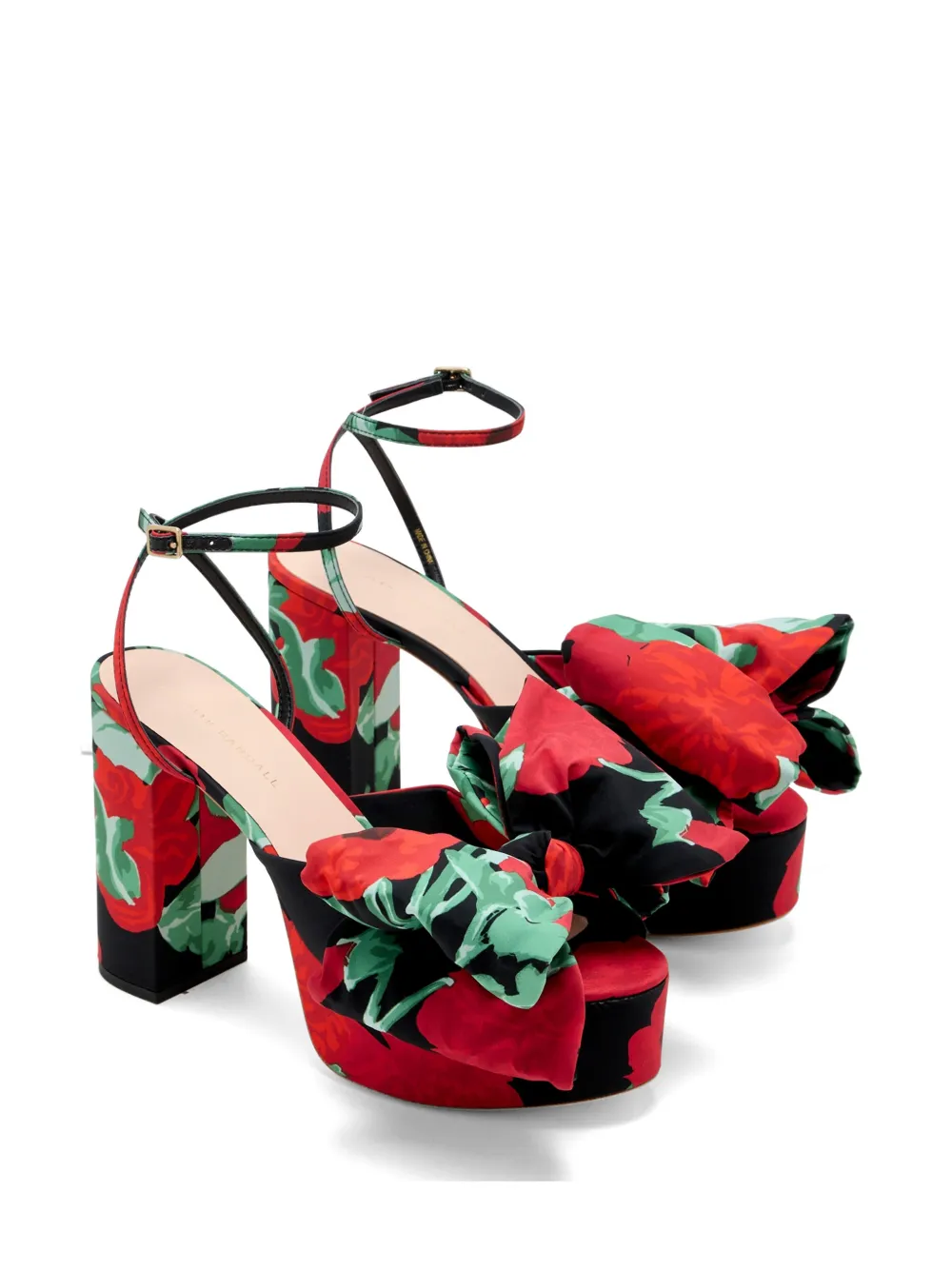Loeffler Randall Kiki sandalen met bloemenprint en strikdetail Zwart