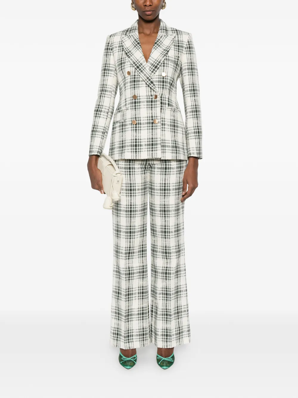  Imroska Double-breasted Plaid-pattern Jacket - Neutrals 