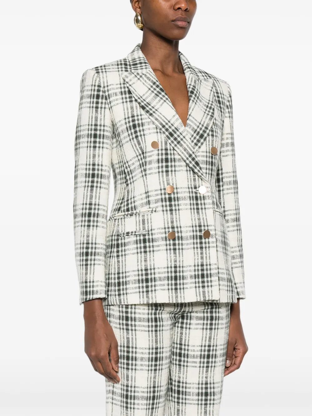 Imroska Double-breasted Plaid-pattern Jacket - Neutrals 