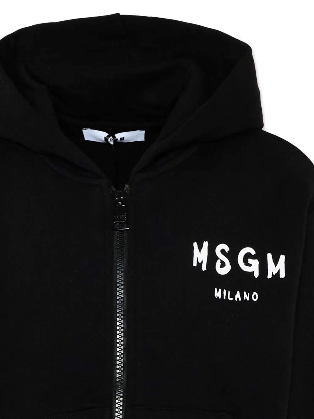 MSGM Kids Sweater met capuchon logo en rits Zwart