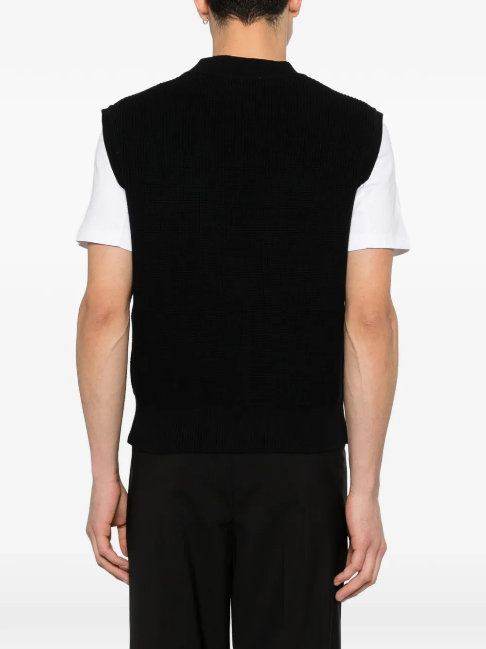 Lardini Mouwloos vest met V-hals en knopen Zwart
